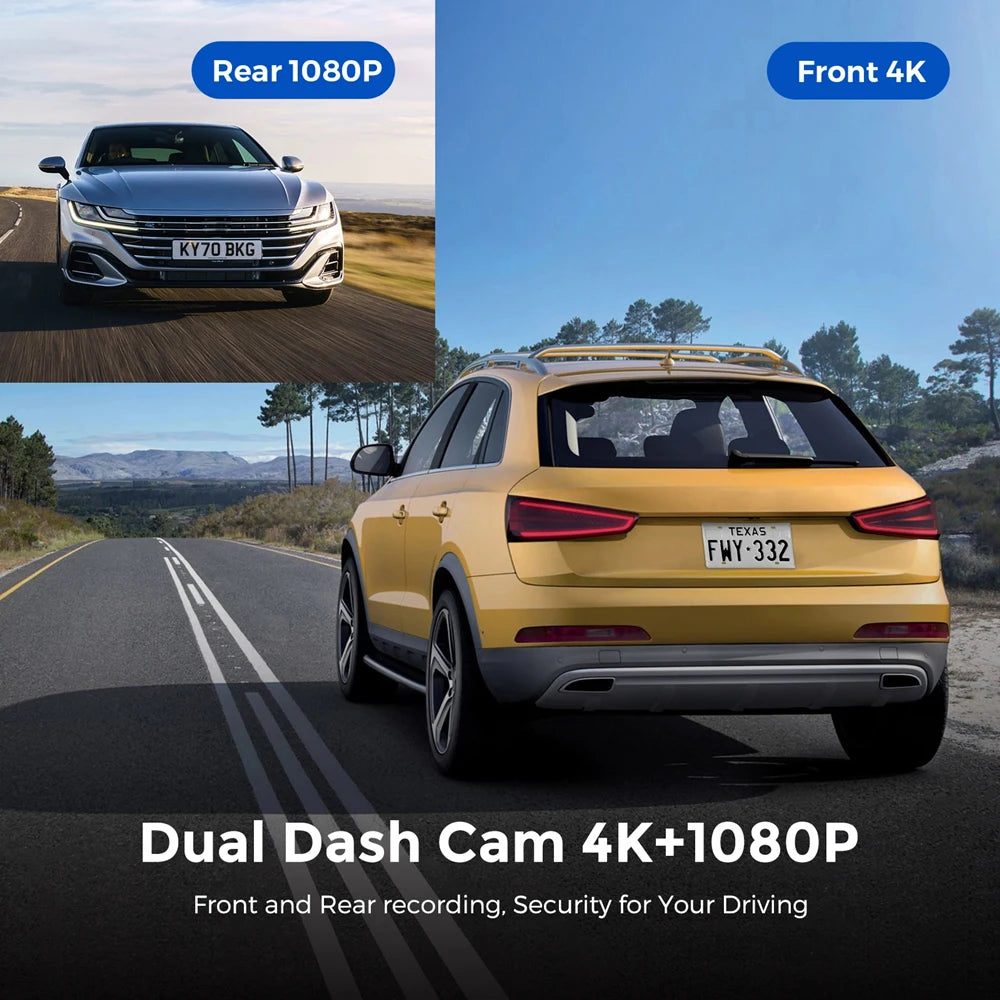 Aurora Stealth : 4K+1080P Front and Rear Dash Cam with GPS, App Connection, and 24H Parking Monitor