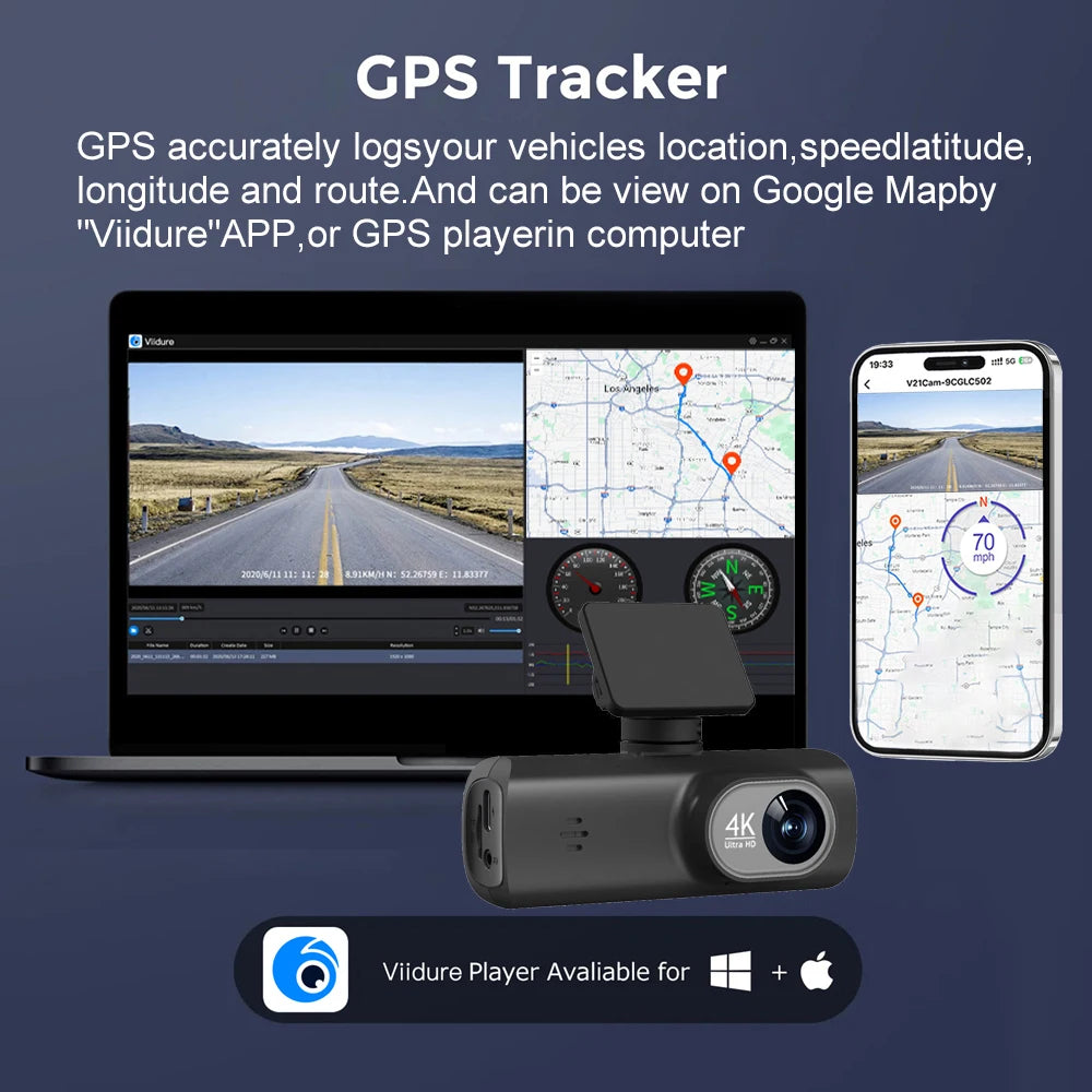 Aurora Stealth : 4K+1080P Front and Rear Dash Cam with GPS, App Connection, and 24H Parking Monitor